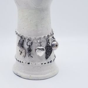 Sterling Silver Vintage Charm Bracelet 17 Charms or Pendants Vintage Charms 925